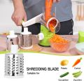 Vegetable Drum Slicer with 3 Blade - Manual Tabletop Drum Multi-Shredder Cheese Grater Machine - 3 In 1 Manual Rotary Vegetable Drum Cutter Hand Operated Chopper - Drum Grater - Salad Cutter - Kitchen & Dining, Food Processors - Graters, Peelers & Slicer. 