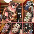 Durable Wristband Phone Case For Alcatel 3C protective ring Lanyard Back Cover Waterproof Phone Holder Flower Kickstand. 