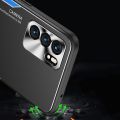 For OPPO Reno6 Pro+ 5G/Reno6 Pro Plus 5G Electroplated Metal Back Panel Soft TPU Bumper Double Shockproof Protective Cover Compatible case. 