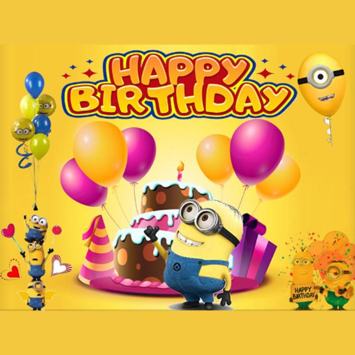 Minions Backdrop for Birthday Theme, Happy Birthday Party Decoration ...