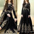 Black  Heavy Embroidered Dress (unstitched). 