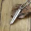Men Stainless Steel Gothic Bullet Shape Urn Pendant Necklace Memorial Ash Keepsake Cremation Jewellery with 24 inch. 