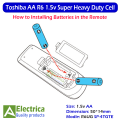 Orignal Toshiba AA R6 1.5v 4-Pcs Super Heavy Duty Cells for Clock Remote Toys etc. by Electrica. 