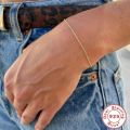 Aide 925 Sterling Silver Single Round White Zircon Chain Bracelets For Women 18K Gold Plated Simple Bracelet Temperament Jewelry. 