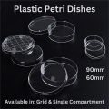 Plastic Petri Dishes 60mm to 90mm – Pack of 10 ( 1-6 Packs ) – Grid & Single Compartment, Stackable, Transparent, Vented – Perfect for Lab Work, Research, Bacteria & Fungi Culture, Science Experiments, School Projects, & Microbiology Study. 