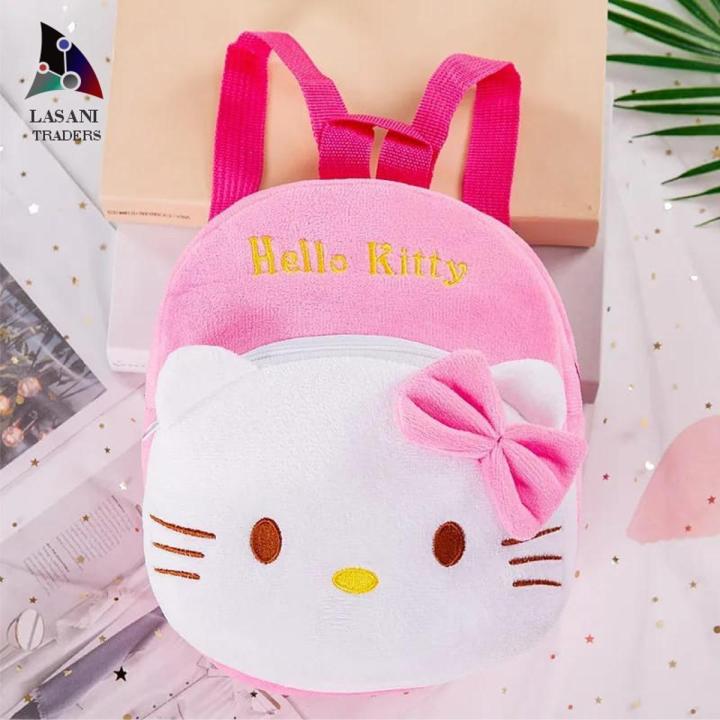LT-03 Hello Kitty (White-Pink) Cartoon Character Backpack for Small