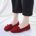 OIMG Leisure Women Round Toe Suede Slip-On Flat Single Peas Boat Shoes. 