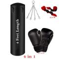 Boxing Bag with chain Boxing Gloves and Hand bandages Wraps Boxing Kit Full Set Punching Bag for Men | Girls | Adults Length 3 feet & 4 Feet. 