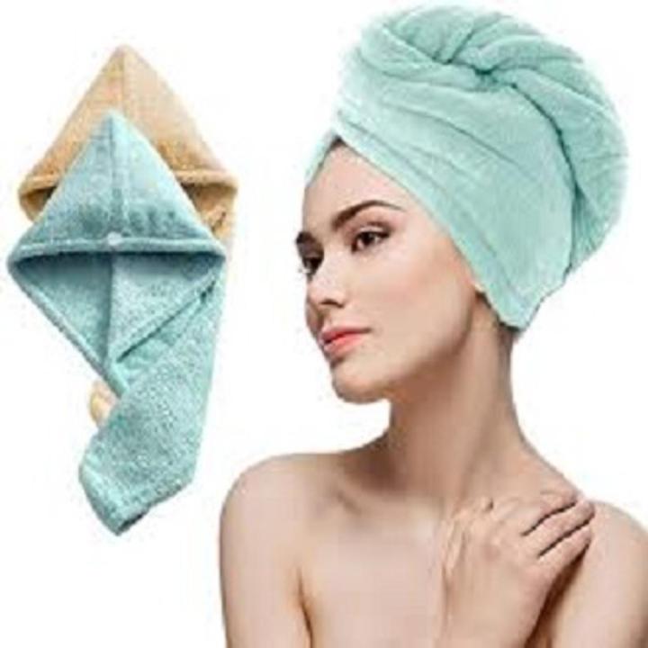 Single piece 100% Cotton Turbie Hair Dryer Cap Towel - Hair Wrap Towel - Randomly Selected Color