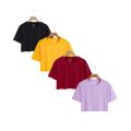 Pack of 4 Premium Quality Plan Crop T Shirt Crew Neck Half Sleeves Crop Top for Girls Crop Top for Women Crop Top for Ladies. 