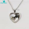 Green Home Choker Necklace Lustrous Love Heart Girls And Horse Pendant Necklace. 