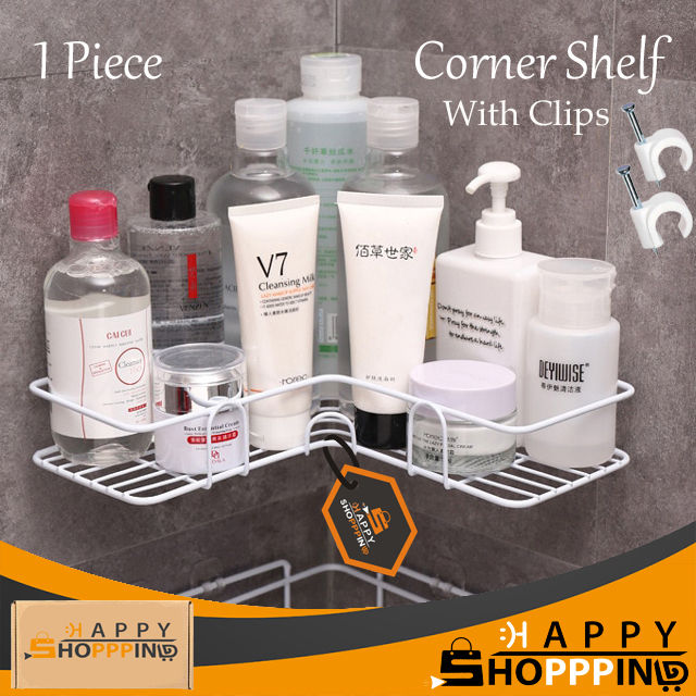 Bathroom kitchen Punch Corner Frame Shower Shelf Wrought Iron Shampoo