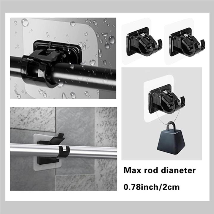 8PCS Curtain Rods No Drill Curtain Rod Brackets Hooks Stick Transparent Hook Holders for Home Bathroom and Hotel Use