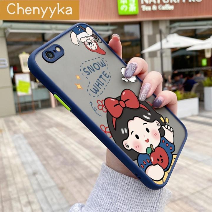 chenyyka For Iphone 6 Plus Iphone 6s Plus Case Cartoon Cute Snow White Thin Edge Frosted Transparent Hard Cases Shockproof Casing Full Cover Protect Case