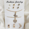 Pack Of 8 Jewelry Set 3 Rings With Adjustable Sizes - 2 Necklace / Pendant & 3 Stud Earrings (Random Design. 