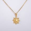 【IKE】Sun Necklace Stainless Steel Plated Dainty Gold Chain Sun Pendant For Charm Women Birthday Party Fashion Jewelry. 