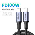 UGREEN 100W Fast Charge USB C to C Cable 5A E-Marker, Nylon Braided Type C Charger Cord 0.5m/1m/1.5m/2m/3m for MacBook Pro, iPhone 15, Galaxy S24 (Black/Blue/Green). 