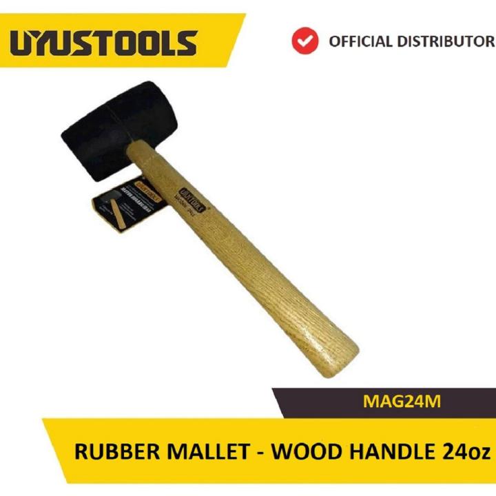 UYUSTOOLS MAG24M RUBBER MALLET WOOD HANDLE 24oz