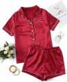 Hot Sexy Silk Short Nighty for girls Set 2 Piece Night Wear For Women Full Hot Pajamas Sets Short Sleeve Loungewear Bridal Ladies Sleepwear. 