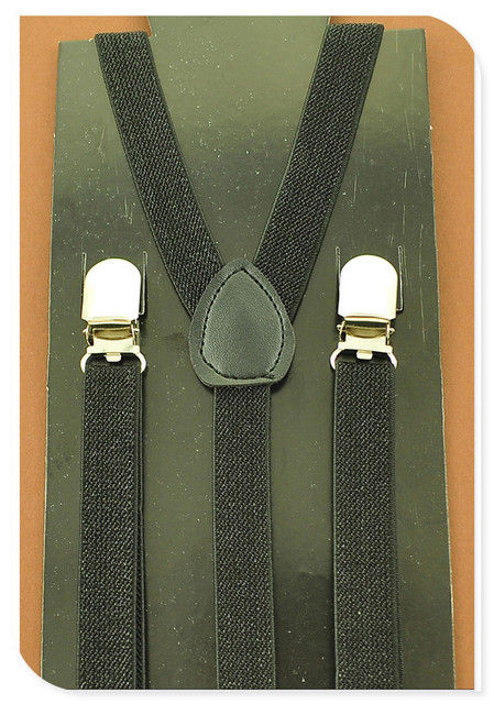 Women Men's Shirt Suspenders For Trousers Pants Holder 1.5cm White Black Glitter Solid Clip-On Elastic Brace Y-Back Gallus