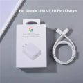 Google Pixel 30watt Adapter With Cable C To C 30watt Pd Adapter Fast Charging For Pixel 8/7/6/5 Pro 7a/6a Rapid Support. 