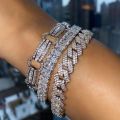 Silver Color 14mm Prong Miami Cuban Link Chain Necklace For Women Iced Out 2 Row Rhinestones Square Cuban Link Choker Jewelry Golven Toy. 