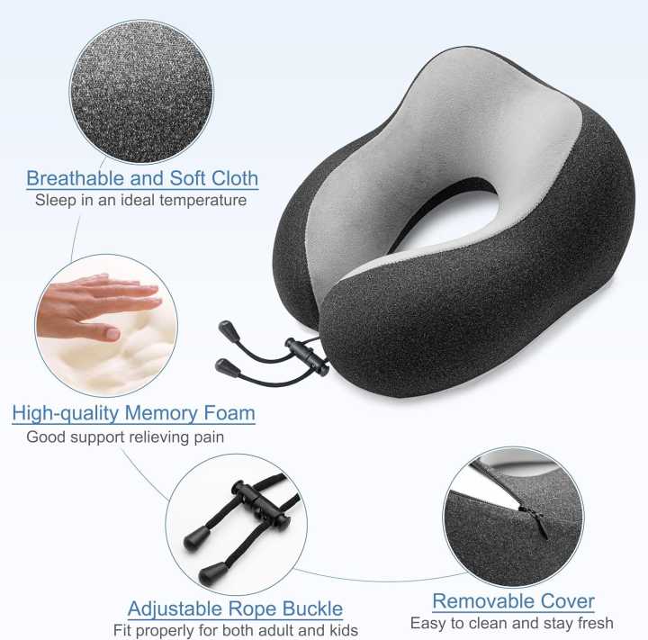 New Stuff And Imported Fabric Premium Quality Medicated Neck Foam Pillow For Travel , Neck Rest , Take Pillow And Multi Purpose Uses