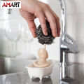Soap Sponge Holder for Kitchen Sink Cute & Funny Dish Scrubber Holder Kitchen Organizer- Includes 1 Metal Scrubber. 