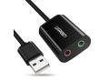USB Audio Adapter External Stereo Sound Card With 3.5mm Headphone And Microphone Jack For  PC, Laptops, Desktops,  (Black). 