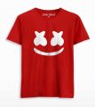red Marshmello Cotton Printed T Shirt for Men. 