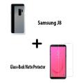Samsung Galaxy J8 Polish 2.5D Tempered Glass Screen Protector Polish Glass + Back Matte Protector Soft Skin Sheet Soft Film Protection For Samsung Galaxy J8. 