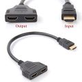HDMI Male to Dual HDMI Twin Female 1 in 2 out Y Splitter Short Cable Converter for TV Xbox Blue-Ray DVD Players PS3, HDMI Male to Dual HDMI 1 Male to 2 Female HDMI Y Splitter Cable - Support Two TVs or Monitor Multi Monitor Adapter for HDMI HD, LED, LCD. 