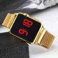 Men and women square touch screen watch stainless steel with magnetic bracelet large display led watch. 