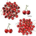 Foam Mini Lifelike Food Crafts Red Cherries Artificial Cherries Fruit Model Faux Cherry. 