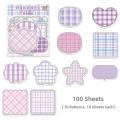 Panda Online 100 Sheets Abu Special Shaped Note Series Irregular Lattice Grid Memo Pad Checkered Sticky Notes Album Diary Journal Decorative DIY Scrapbooking. 