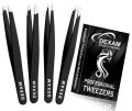 Dexam Tweezers Set 4-Piece Slant Tip Precision Tweezers Set for Ingrown Hair Remove professional Quality Customized Stainless Steel Women Eyelash Tweezers eyebrow tweezer. 