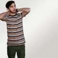 Round Neck T-Shirts for Men - Crew Neck - Strip Design - Black, Grey - Medium, Large, XL Size T Shirt. 