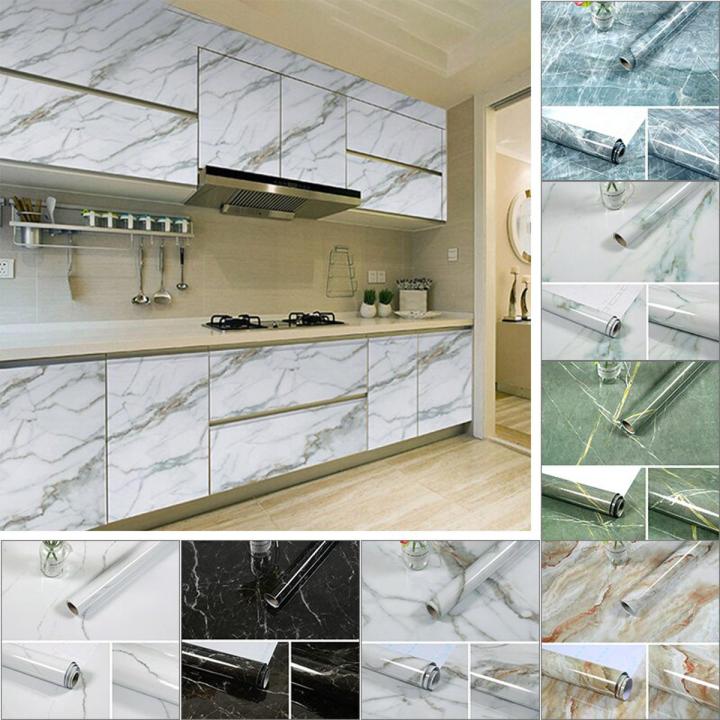 60x200Cm Marble Contact Paper Removable Wallpaper Film Self-Adhesive Marble Sticker Kitchen Peel And Stick Backsplash Tile Countertop Furniture Shelf Liner