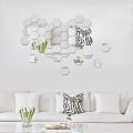 badge Acrylic Hexagon wall decor Mirror(Silver) 6 pcs. 