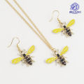 Yellow Bee Necklace Earrings Set  For Girls Best Gift Locket Metal Chain Simple Stylish Never Fade Pendant Jewelry Set for Girls Jewelry set. 
