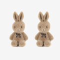 Cute Plush Rabbit Pendant Earrings -Girls Women Korean Fashion Teddy Bear Stud Earrings- Cute Cartoon Ear Stud Jewelry. 