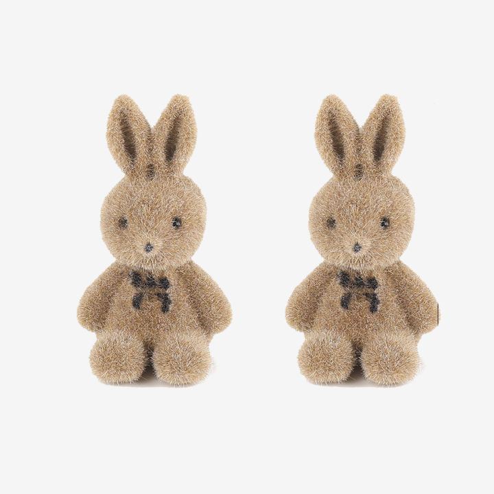 Cute Plush Rabbit Pendant Earrings -Girls Women Korean Fashion Teddy Bear Stud Earrings- Cute Cartoon Ear Stud Jewelry