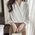 Trendy Cross Neck Shirt elegant design long sleeved top Cotton shirt For Womens and Girls. 