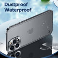 Jaster electroplated metal frame case for iPhone 11 12 13 14 Pro Max 12 13 mini 14 frosted translucent acrylic back plate cases. 