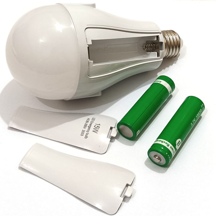 Double Cells Rechargeable LED Bulb 15 watt Milky White Light, With Battery Backup, Emergency LED Lamp, Study Lamp, Rechargeable Bulb, 15 Watt AC DC Bulb