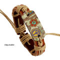 Leather Macrame Bracelet Customizable Adjustable 5.5-7cm Rope Bracelet Handcrafted Woven Bracelet for Fashion Accessory Gift Item Women's Jewelry Casual Wear Craft Markets. 