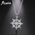 Fishhook Ship Boat Rudder Necklace Sail Pirate Explore Chain Steering Wheel Gift For Man Woman Kid Boy Crystal Zircon Jewelry. 