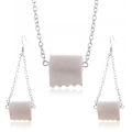 2020 Lady Roll Paper Pendant Earring Necklace Creative 3D Organization Toilet Paper Toilet Roll Paper Tube Pendant Earring. 