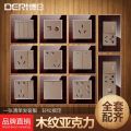German and Japanese wood grain wall switch socket 86 type five-hole home panel new Chinese retro American dark installation. 