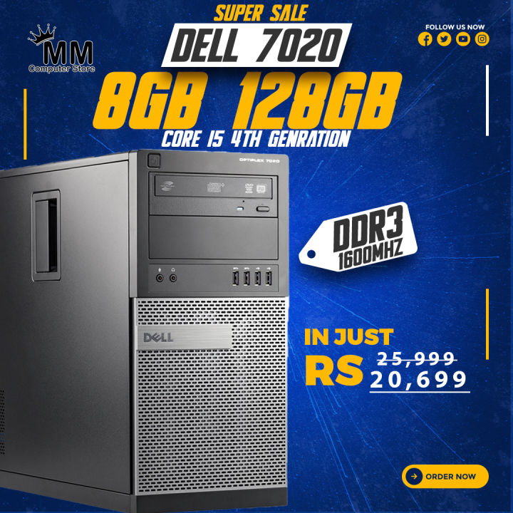 i5 4th Gen With 8GB RAM & 128GB SSD Dell optiplex 7020 Tower Computer
